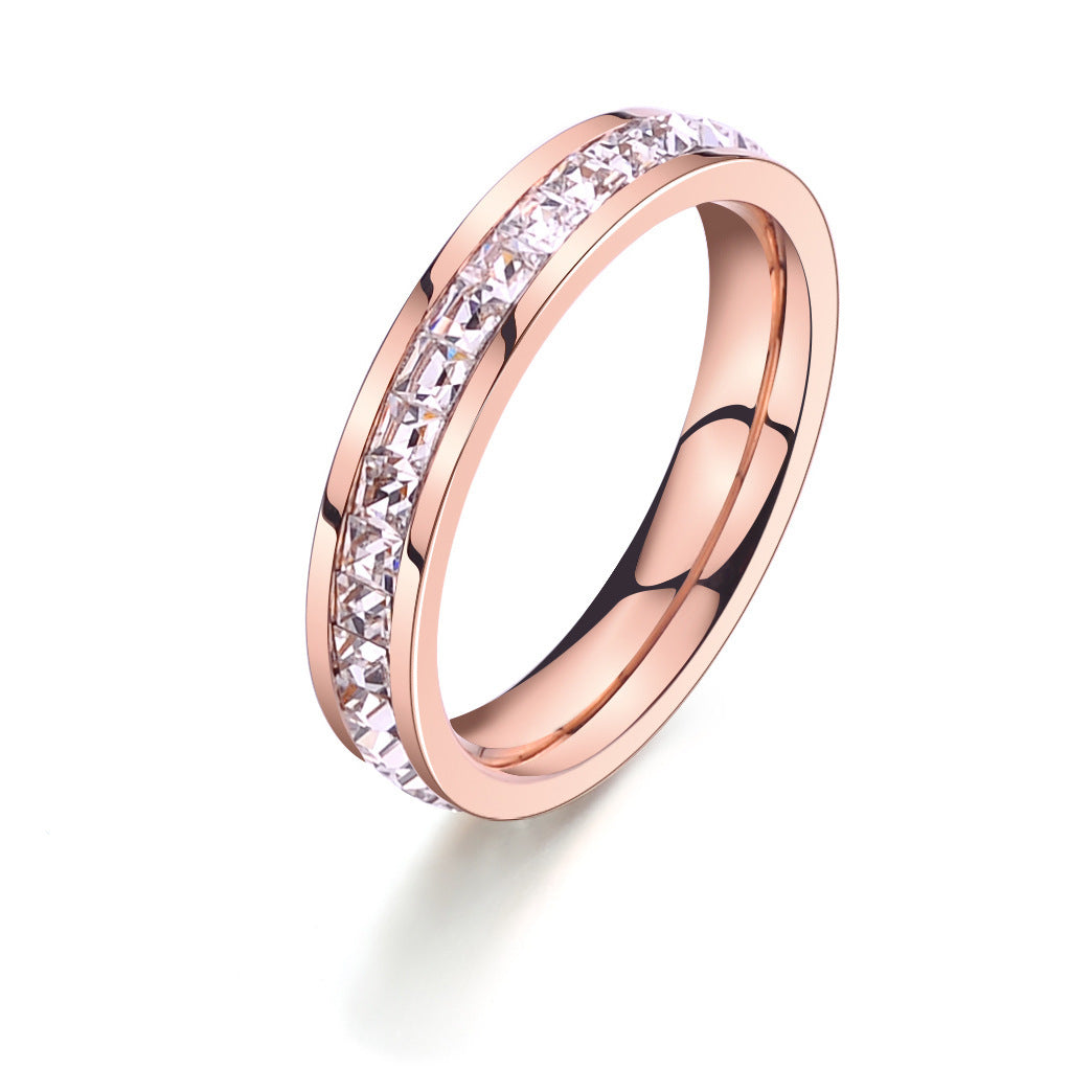 Titanium steel ring female Japanese and Korean version personality plated 18 rose gold ring does not fade fashion jewelry wholesale