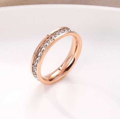 Titanium steel ring female Japanese and Korean version personality plated 18 rose gold ring does not fade fashion jewelry wholesale